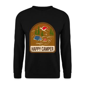 Happy Camper Camping Tente Feu de Camp - Sweat-shirt Unisexe - noir - Devant - Alina (178cm) & Michal (187cm)