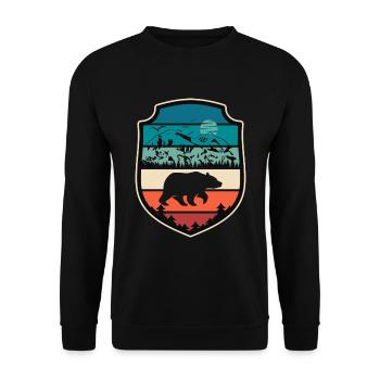 Bear Mountains Camping Mountain Hiking Nature Hiking - Unisex Sweatshirt - black - Front - Alina (178cm) & Michal (187cm)