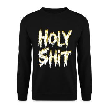 Holy Shit Freche Lustige Sprüche - Unisex Pullover - Schwarz - Vorne - Alina (178cm) & Michal (187cm)