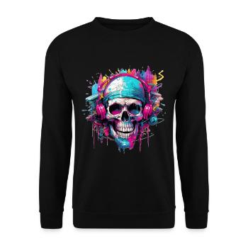 Totenkopf DJ - Unisex Pullover - Schwarz - Vorne - Alina (178cm) & Michal (187cm)