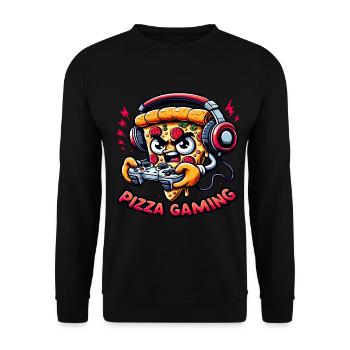 A pizza that plays video games - Unisex Sweatshirt - black - Front - Alina (178cm) & Michal (187cm)