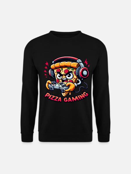 A pizza that plays video games - Unisex Sweatshirt - black
