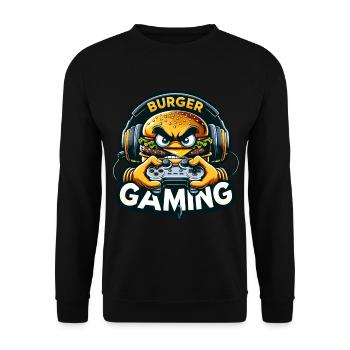 A burger that plays video games - Unisex Sweatshirt - black - Front - Alina (178cm) & Michal (187cm)