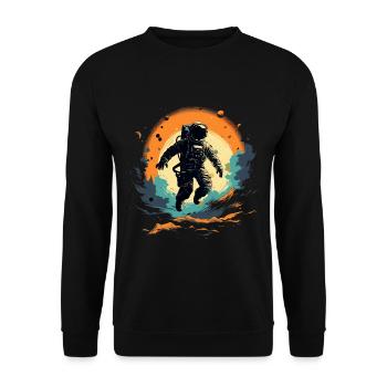 Abstrait Astronaute Planète Espace - Sweat-shirt Unisexe - noir - Devant - Alina (178cm) & Michal (187cm)