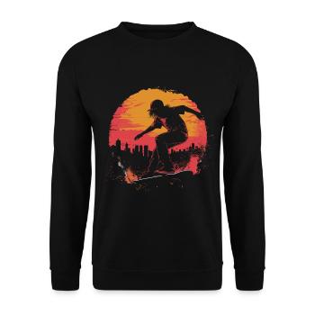 Skateboarder Skateboard Skate Skater Sonne - Unisex Pullover - Schwarz - Vorne - Alina (178cm) & Michal (187cm)