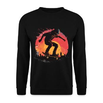 Skateboarder Skateboard Skate Skater Sonne - Unisex Pullover - Schwarz - Vorne - Alina (178cm) & Michal (187cm)