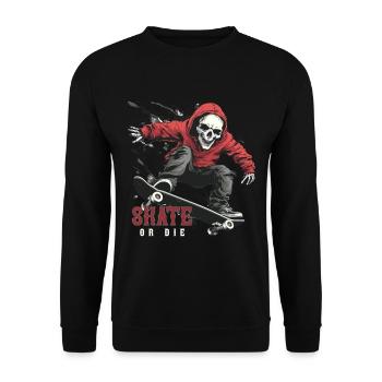 Skeleton Skull Skater Skateboarder Skateboard - Unisex Sweatshirt - black - Front - Alina (178cm) & Michal (187cm)