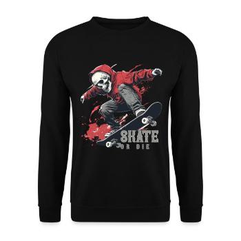 Skeleton Skull Skater Skateboarder Skateboard - Unisex Sweatshirt - black - Front - Alina (178cm) & Michal (187cm)