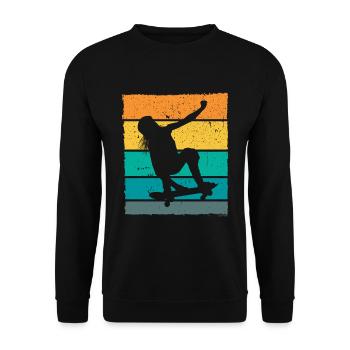 Retro Skaterin Skater Skateboarder Skateboard - Unisex Sweatshirt - black - Front - Alina (178cm) & Michal (187cm)