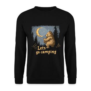 Lets Go Camping Bär - Unisex Pullover - Schwarz - Vorne - Alina (178cm) & Michal (187cm)