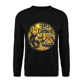Lets Go Camping Bear - Unisex Sweatshirt - black - Front - Alina (178cm) & Michal (187cm)