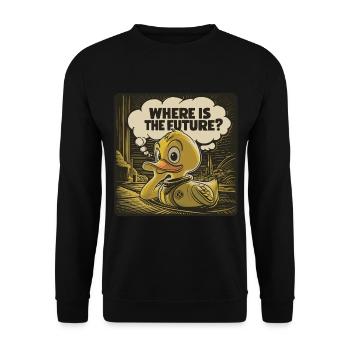 Canard en plastique jaune réfléchi - Sweat-shirt Unisexe - noir - Devant - Alina (178cm) & Michal (187cm)
