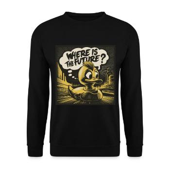 Canard en plastique jaune réfléchi - Sweat-shirt Unisexe - noir - Devant - Alina (178cm) & Michal (187cm)
