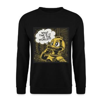Déclaration réfléchie de canard de canard en plastique jaune - Sweat-shirt Unisexe - noir - Devant - Alina (178cm) & Michal (187cm)