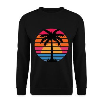 Palmiers Vintage Rétro Soleil Vacances - Sweat-shirt Unisexe - noir - Devant - Alina (178cm) & Michal (187cm)