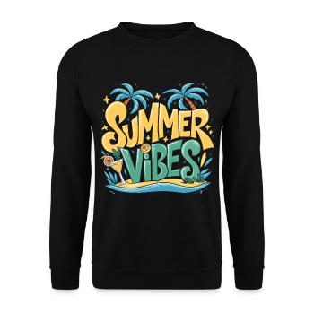 Ambiance d’été, Soleil, Vacances, Palmiers, Palmiers - Sweat-shirt Unisexe - noir - Devant - Alina (178cm) & Michal (187cm)
