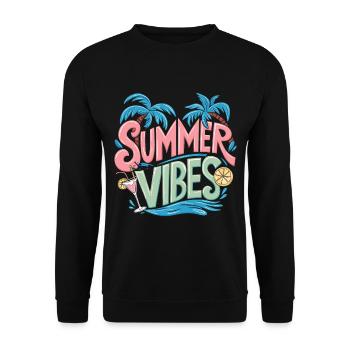 Summer Vibes Sun Holiday Palm Trees - Unisex Sweatshirt - black - Front - Alina (178cm) & Michal (187cm)