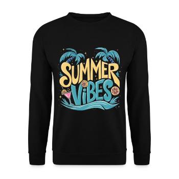Summer Vibes Sun Holiday Palm Trees - Unisex Sweatshirt - black - Front - Alina (178cm) & Michal (187cm)