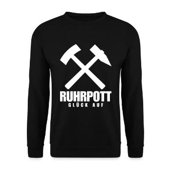 Ruhrpott Glück Auf Pott Bergbau Kohle - Unisex Sweatshirt - black - Front - Alina (178cm) & Michal (187cm)