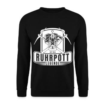 Ruhrpott Legende Lore Bergbau Bergarbeiter - Unisex Pullover - Schwarz - Vorne - Alina (178cm) & Michal (187cm)