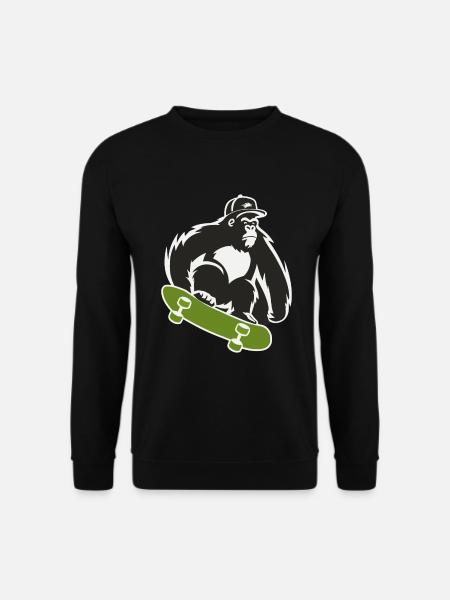 Skateboard Skateboarder Skater Gorilla Affe Tier - Unisex Pullover - Schwarz