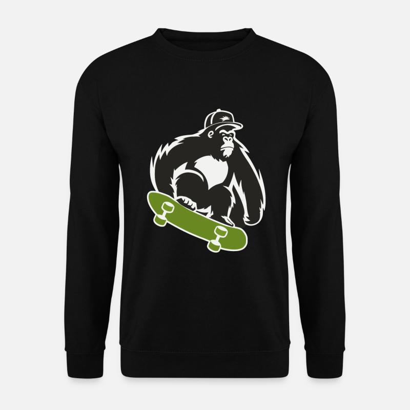 Skateboard Skateboarder Skater Gorilla Affe Tier - Unisex Pullover - Schwarz