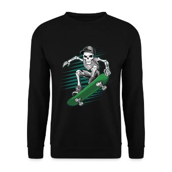 Skeleton Skull Skateboarder Skater - Unisex Sweatshirt - black - Front - Alina (178cm) & Michal (187cm)
