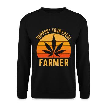 Support Your Local Farmer Retro Marihuana Cannabis - Unisex Pullover - Schwarz - Vorne - Alina (178cm) & Michal (187cm)