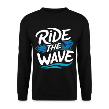 Ride the wave Surfen Surfbrett Sommer Urlaub - Unisex Pullover - Schwarz - Vorne - Alina (178cm) & Michal (187cm)