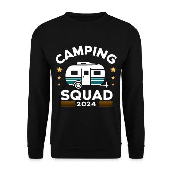 Camping Squad 2024 Wohnwagen Campen - Unisex Pullover - Schwarz - Vorne - Alina (178cm) & Michal (187cm)