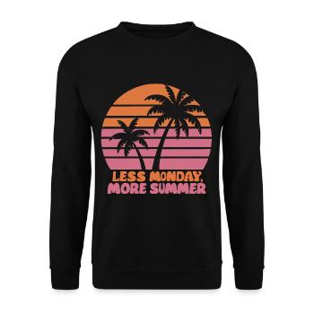 Retro Sonnenuntergang mit Palmen und Spruch - Unisex Pullover - Schwarz - Vorne - Alina (178cm) & Michal (187cm)