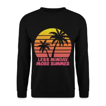 Retro Sonnenuntergang mit Palmen und Spruch - Unisex Pullover - Schwarz - Vorne - Alina (178cm) & Michal (187cm)