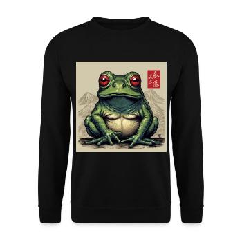 Grumpy Japanese Frog: Cute Kawaii D - Unisex Sweatshirt - black - Front - Alina (178cm) & Michal (187cm)