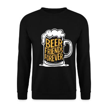 Bier Bierkrug Spruch Beer Friends Forever - Unisex Pullover - Schwarz - Vorne - Alina (178cm) & Michal (187cm)