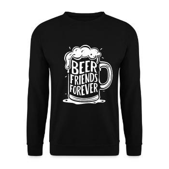 Bier Bierkrug Spruch Beer Friends Forever - Unisex Pullover - Schwarz - Vorne - Alina (178cm) & Michal (187cm)