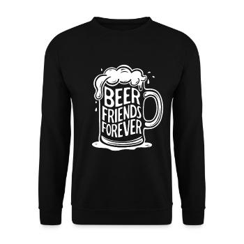 Bier Bierkrug Spruch Beer Friends Forever - Unisex Pullover - Schwarz - Vorne - Alina (178cm) & Michal (187cm)
