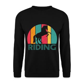 Pferde Reiter Retro Vintage Design - Unisex Pullover - Schwarz - Vorne - Alina (178cm) & Michal (187cm)