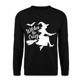 Halloween Witch Broom Witches Be Crazy - Unisex Sweatshirt - black - Front - Alina (178cm) & Michal (187cm)