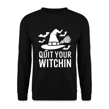 Halloween disant citation Quittez votre sorcière - Sweat-shirt Unisexe - noir - Devant - Alina (178cm) & Michal (187cm)
