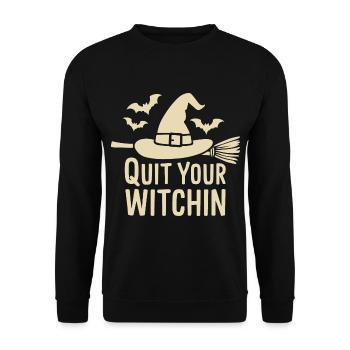 Halloween disant citation Quittez votre sorcière - Sweat-shirt Unisexe - noir - Devant - Alina (178cm) & Michal (187cm)