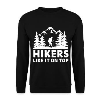 Wanderer Naturfreunde Bergen Wald Outdoor - Unisex Pullover - Schwarz - Vorne - Alina (178cm) & Michal (187cm)