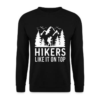 Wanderer Naturfreunde Bergen Wald Outdoor - Unisex Pullover - Schwarz - Vorne - Alina (178cm) & Michal (187cm)