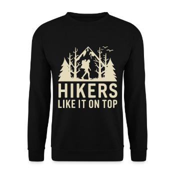 Wanderer Naturfreunde Bergen Wald Outdoor - Unisex Pullover - Schwarz - Vorne - Alina (178cm) & Michal (187cm)