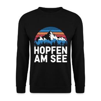 Hopfen am See Mountains Holiday Hiking - Unisex Sweatshirt - black - Front - Alina (178cm) & Michal (187cm)