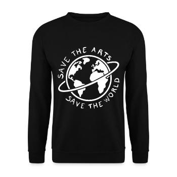 Save the Arts Save the World Erde Umweltaktivist - Unisex Pullover - Schwarz - Vorne - Alina (178cm) & Michal (187cm)