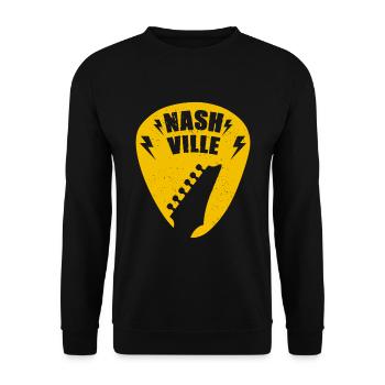 Nashville Music City Guitar Pick - Unisex Sweatshirt - black - Front - Alina (178cm) & Michal (187cm)