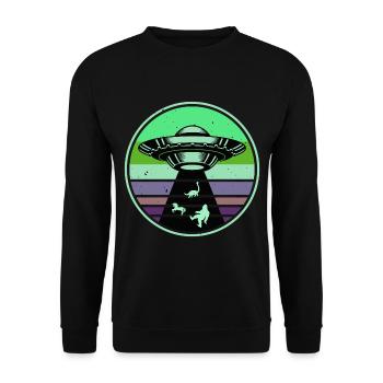 UFO-Bigfoot Nessie Einhorn - Unisex Pullover - Schwarz - Vorne - Alina (178cm) & Michal (187cm)