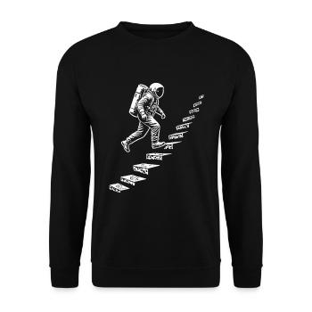 Astronaut on the Stairs Space Style - Unisex Sweatshirt - black - Front - Alina (178cm) & Michal (187cm)