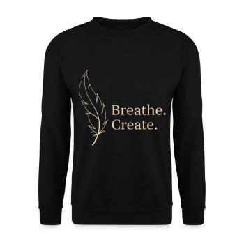 Breath Create Feder Leichtigkeit - Unisex Pullover - Schwarz - Vorne - Alina (178cm) & Michal (187cm)