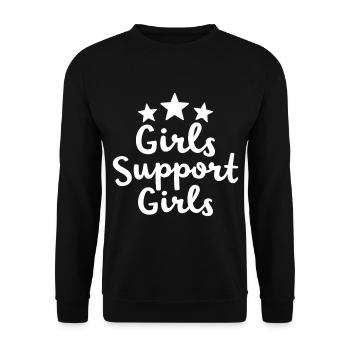 Girls Support Girls Statement Freundschaft - Unisex Pullover - Schwarz - Vorne - Alina (178cm) & Michal (187cm)